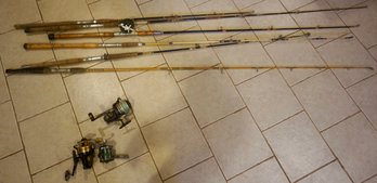 B#158 Lot Of 9  Fishing Rods & Reels