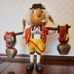 #190 German Wooden Man Carrying Bells 8 1/2'T