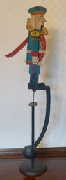 #192 Balancing / Swinging Tin Soldier Nutcracker On Stand 22 1/2'T