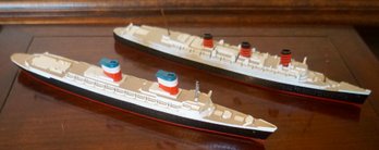 #196 Pair Of Metal/plastic Ships (Made In Hong Kong) 10'L