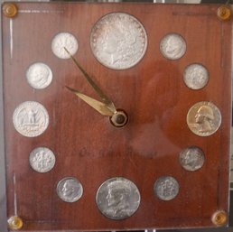 Silver Coin Clock, 1884 Silver Dollar, 1964 Dates