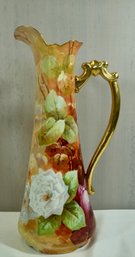 #2- Hand Painted Signed Limoges Tall Ewer- 13' T