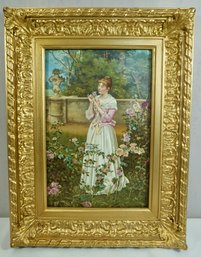 #4- Artist W. Wenzler ( KPM Famous Artist) Hand Painted, Framed, Signed  German Plaque- 12' T X 8' W