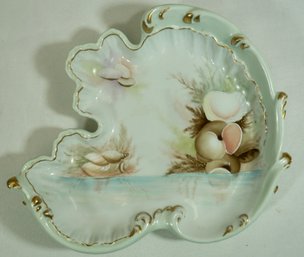 #8- Hand Painted Austria Seashell Bowl - 10.5' X 9'