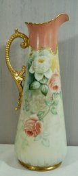 #10- Hand Painted American Belleek Ewer - 12 1/8' T