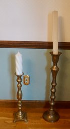 #224 2 Brass Candlesticks 30' & 22'