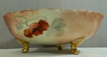 #20- Hand Painted , Signed , Limoges Footed Bowl- 9.25' X 3.25'