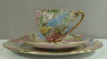 #27- Shelley Trio- Rock Garden  - Cup/ Saucer/ Under- Plate