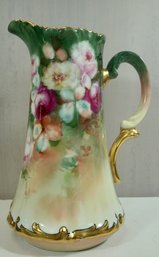 #34- Hand Painted Limoges Pitcher - 10.75' T