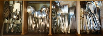 #171 Lot Of Silverplate Flatware &sterling Sugar Tongs