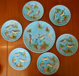 #174 Majolica Lot Of 7 Platter & 6 Plates