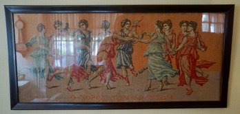 #213 Dancing Of The Muses  Framed Needlepoint 58L X 27 1/2W