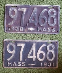 #245 Lot Of 2 1930 & 1931 Antique License Plates