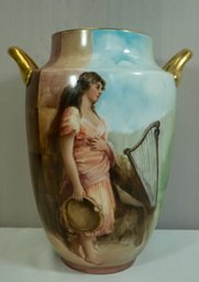 #45- Hand Painted Nippon Vase 10.5'