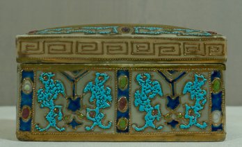 #46- Hand Painted Nippon Covered Box- 4.5' X 3.25' X 2.5'