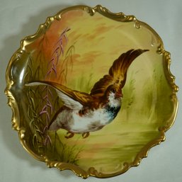 #56 - Hand Painted Limoges Charger- Quail - 10.5'