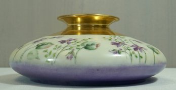 #64- Hand Painted, Signed Limoges 7' Squat Vase