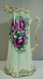 #67-hand Painted, Signed Limoges Ewer - 10.5' T