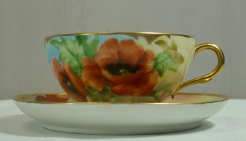 #76- Limoges - Pickard Cup And Saucer Signed By Artist