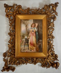 #78- Hand Painted Framed  Plaque- 9.25 X 6.5