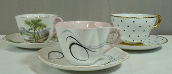 #86-lot Of 3 Shelley Cups And Saucers