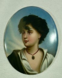 #91- 3.25' Hand Painted Porcelain Portrait- Marked On Back - 1 E