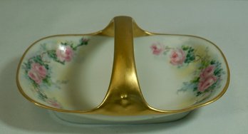 #118- Hand Painted Limoges Basket - 7.5'