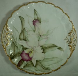 #120- Hand Painted, Signed Limoges Cake Plate- 10.5'