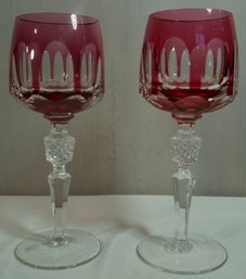 #124- Pair Of Crystal Goblets- 7 7/8' T