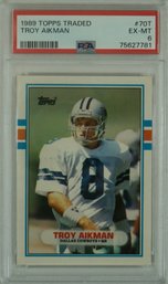 1989 Topps Traded # 70T Troy Aikman RC PSA 6 EX- MT