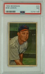 1952 Bowman # 23 Bob Lemon ( HOF ) PSA 7 NM