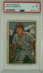 1952 Bowman # 53 Richie Ashburn ( HOF ) PSA 6 EX- MT