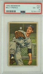 1952 Bowman # 54 Billy Pierce  PSA 6 EX - MT