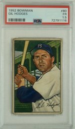 1952 Bowman # 80 Gil Hodges ( HOF ) PSA 1.5 FR