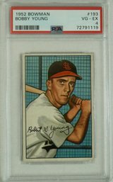 1952 Bowman # 193 Bobby Young  PSA 4 VG -  EX