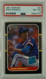 1987 Donruss #36 Greg Maddux RC ( HOF ) PSA 8 NM - MT