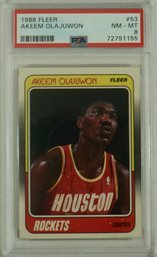 1988 Fleer #53 Akeem Olajuwon ( HOF ) PSA 8 NM -MT