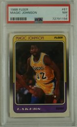 1988 Fleer #67 Magic Johnson ( HOF ) PSA 7 NM