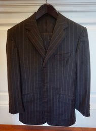 Ermenegildo Zegna / Leonard Logsdail Custom Suit 40R Navy Blue Pinstripe