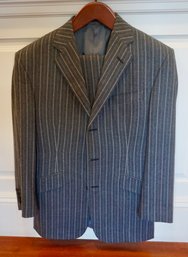 Leonard Logsdail Custom Suit 40R Grey Pinstripe