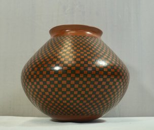 Mata Ortiz Pottery - Geometric Vase - Signed By Artist Olga Quezada- 8' W X 6' T