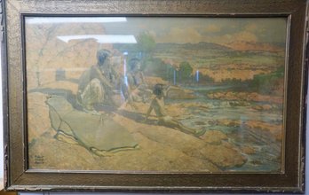 Robert Wesley Amick Native American Framed Print- 22.5' X 32.5'