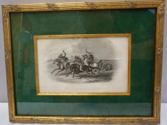 Carl Bodmer Vig. 30, Horse Racing Of Sioux Indians Near Fort Pierre Framed Engraving 13' X 10'