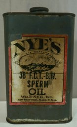 Rare Antique Original Can Of Sperm Whale Oil From Wm. F. Nye- Weighs  Over 20 Oz Including Tin- Watch Makers!