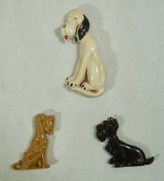 Lot Of 3- 1940's 3' Hound Pin, 2 1950's Disney Lady And The Tramp Figures