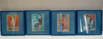 Lot Of 4 Framed Picasso Blue Period Prints - 8' X 8'