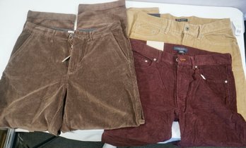 Lot Of 3 Corduroy Pants- 2 Banana Republic  33 X 32, 32 X 30, Wallace & Barnes 33 X 30- NOS