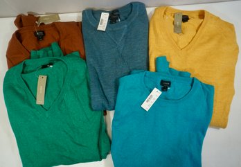 Lot Of 5 Mens J. Crew Pullover Sweaters- Medium- NOS- Cotton/ Cashmere