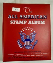 #57 The All American Stamp Album Binder 5 Percent Full - Like New
