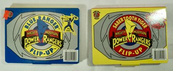 #83 Lot Of 2 Power Rangers Flip - Up - Sabertooth Tiger, Blue Ranger                             J